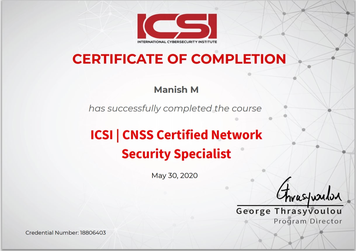 ICSI,UK Certified Network Security Specialist