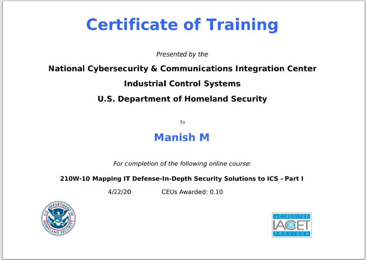 Mapping IT Defense-in-Depth Security Solutions to ICS Part 1 certificate