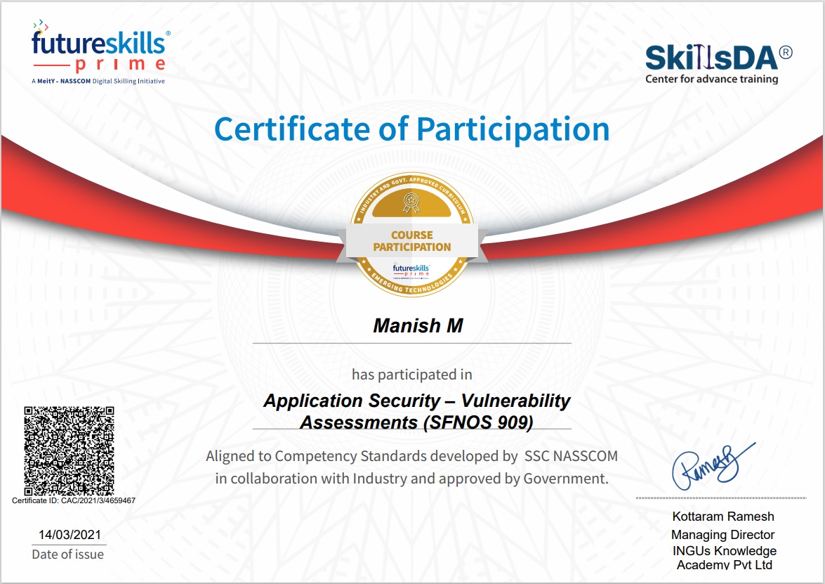 Application security certificate